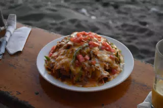 Nachos on the Beach at the Simple Beach Lodge