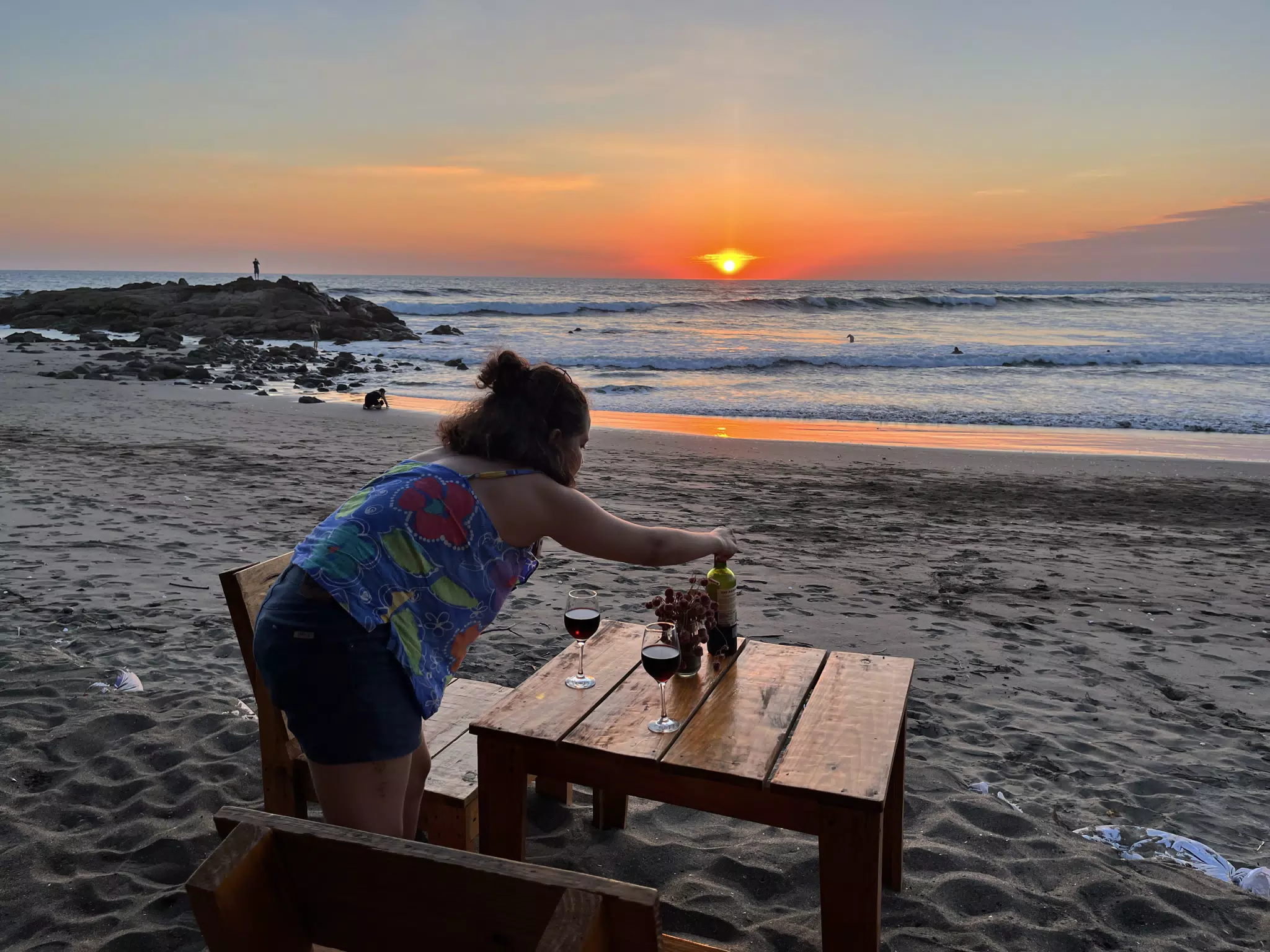 Ivonne Setting the Stage for Valentine's Day at the Simple Beach Lodge in Las Penitas, Poneloya, Nicaragua