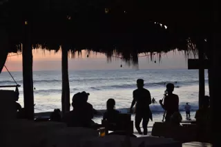 Simple Beach Lodge Restaurant at Dusk