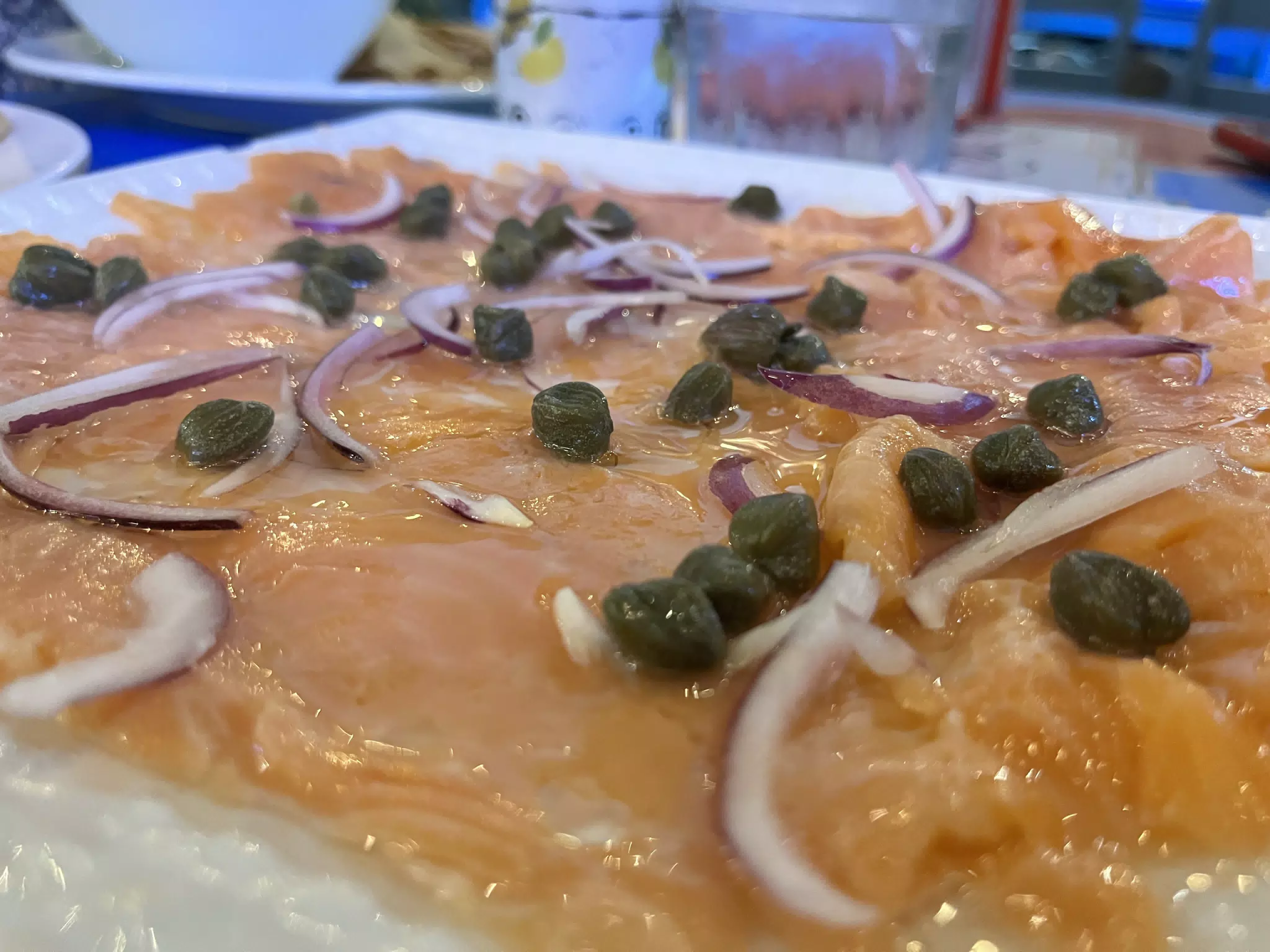Salmon Carpaccio at Don Ceviche Managua