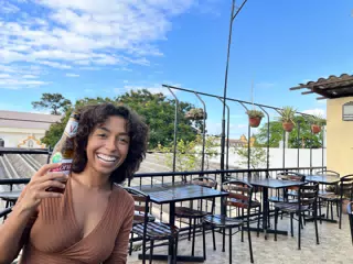 Martina with Victoria Clasico at El Mirador in downtown Leon Nicaragua