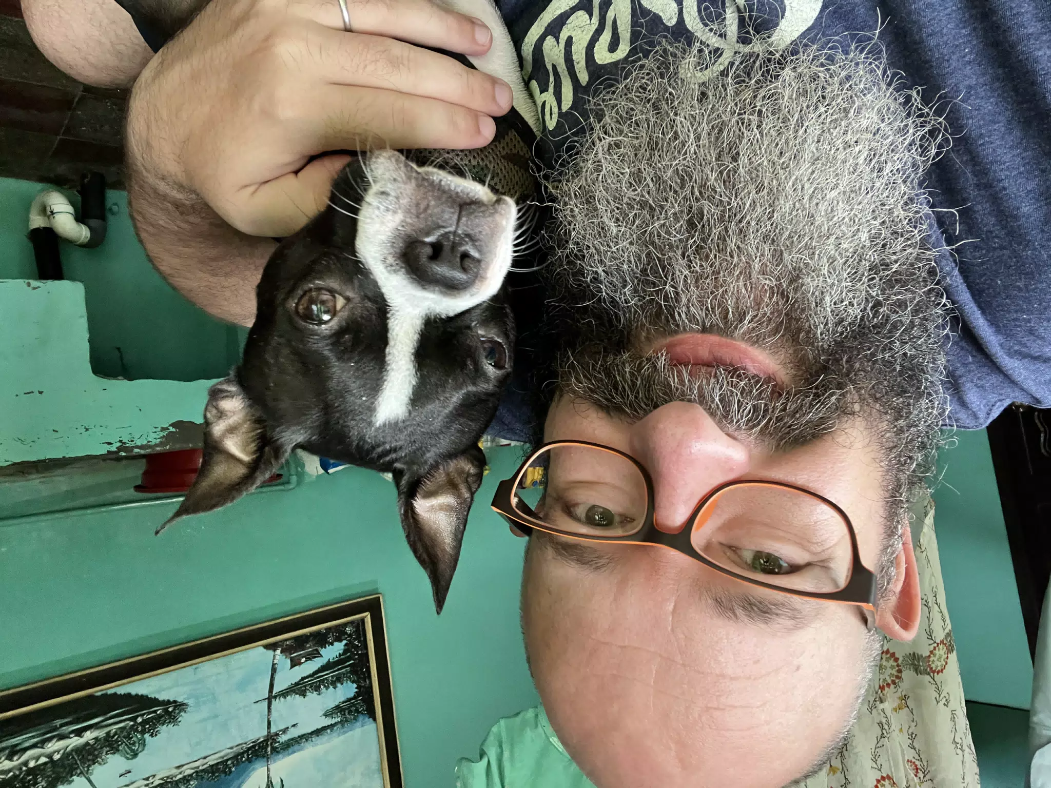 Clive Snuggling at Morning Coffee