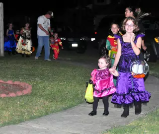Liesl and Madeline Leading the Halloween Line