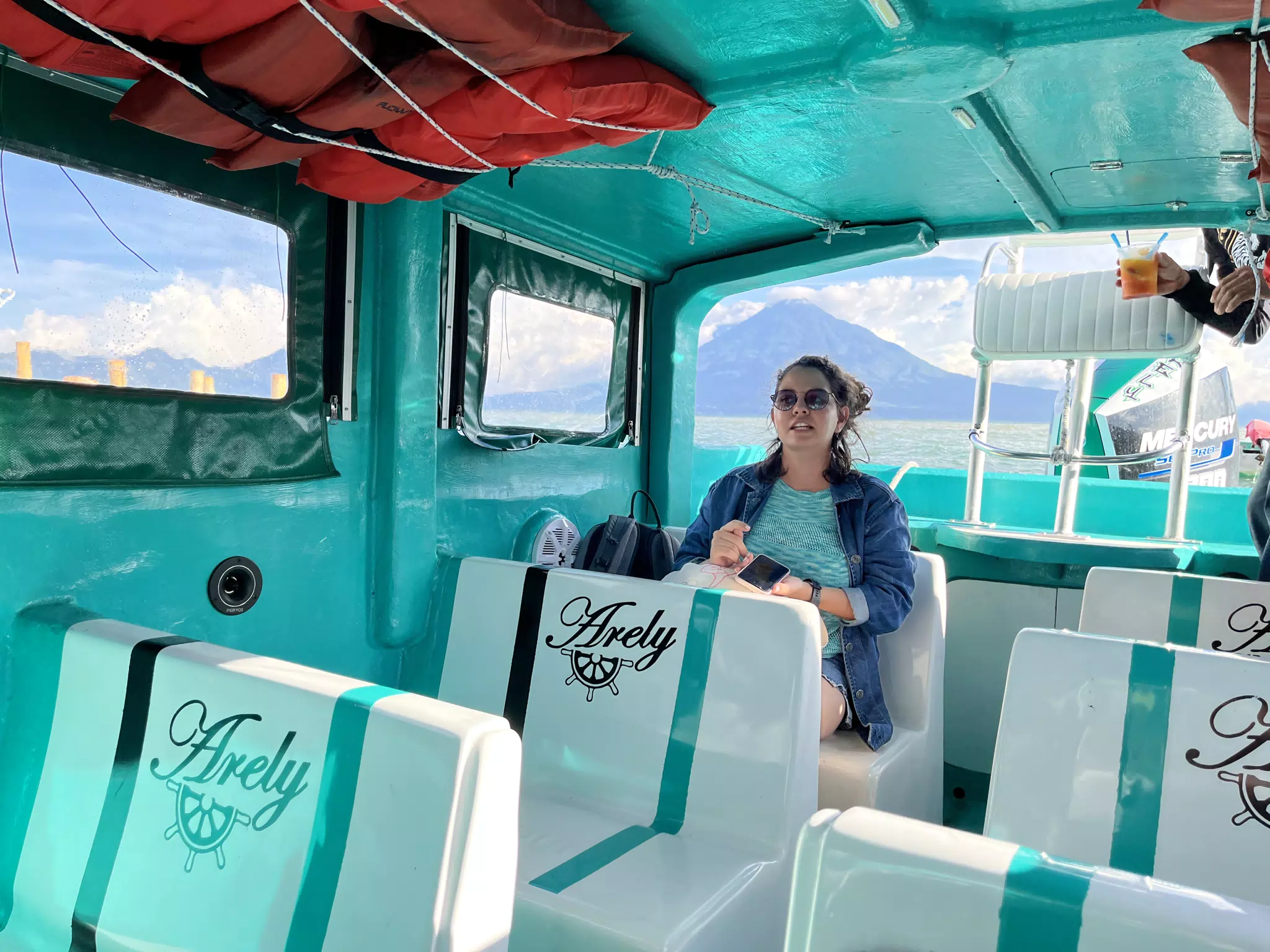 Ivonne on Boat on Lago de Atitlan, Guatemala
