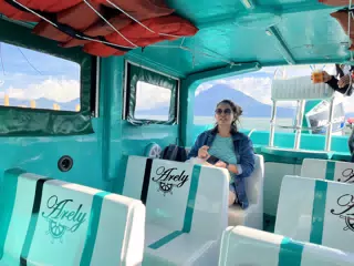Ivonne on Boat on Lago de Atitlan, Guatemala