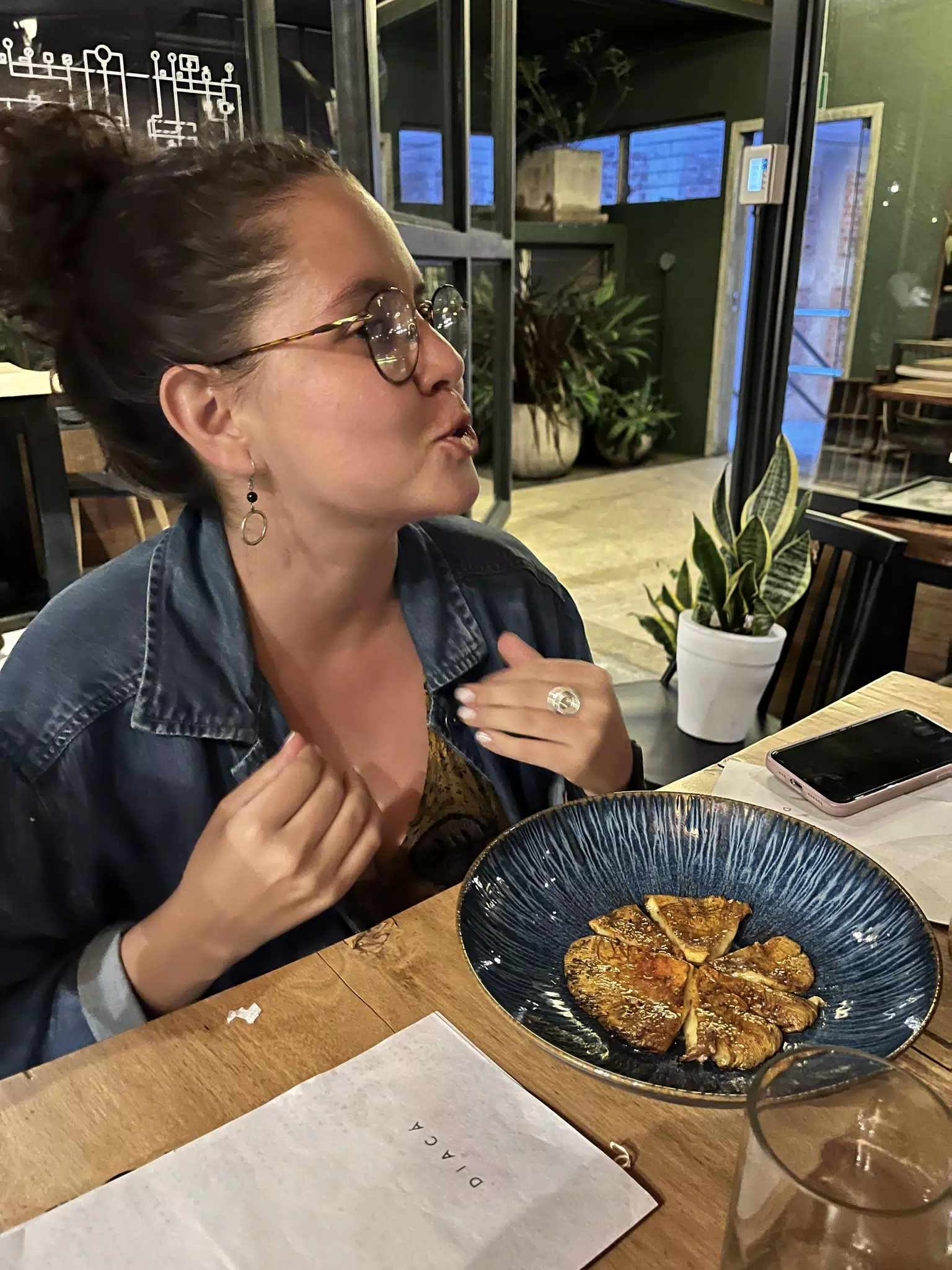 Ivonne Getting a Custom Mushroom Meal at Diaca