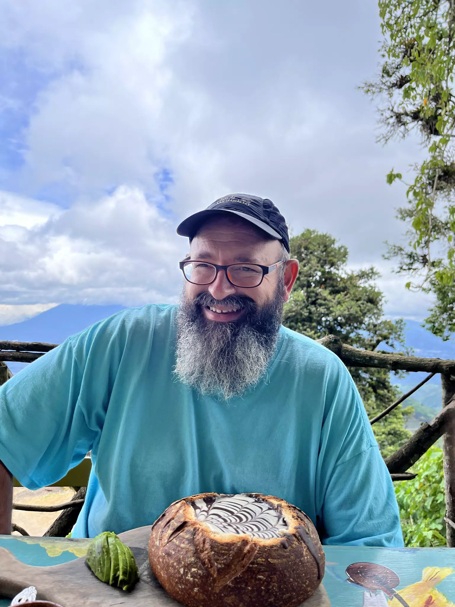 Scott Eating Dinner at Laguna de Apoyo, Nicaragua