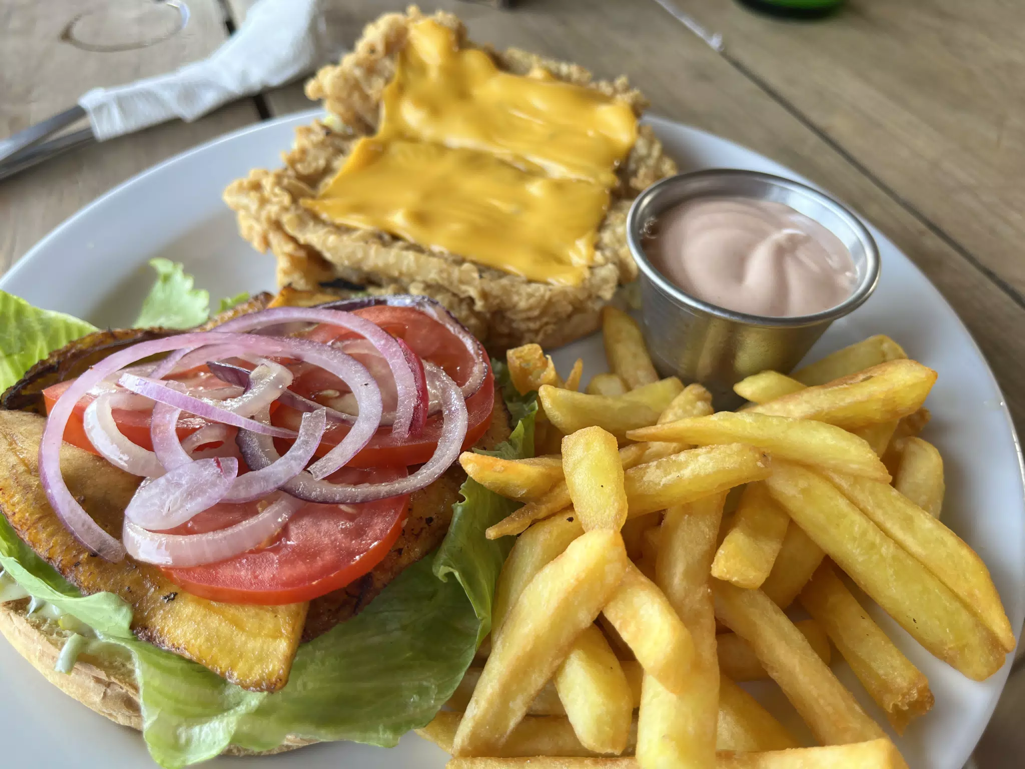 Dominica's Special Friend Fish Sandwich at the Simple Beach Lodge