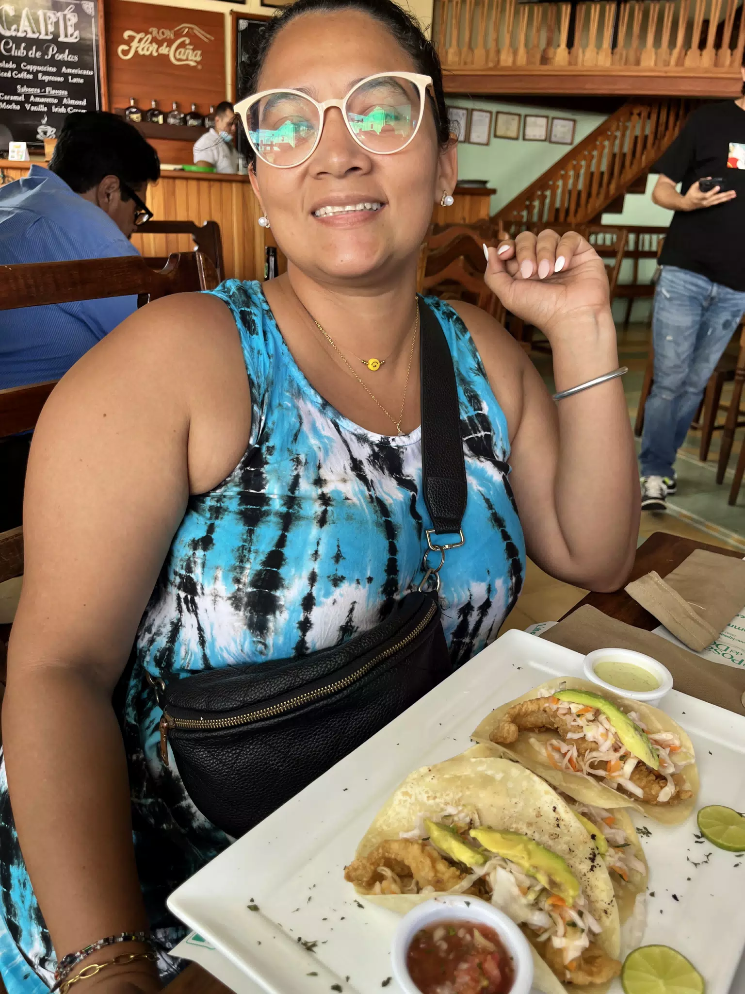 Marcela with Tacos at El Sesteo, Leon, Nicaragua