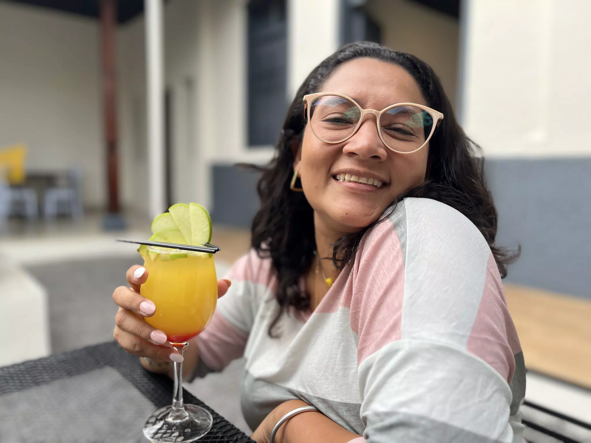 Marcela with Sangria at La Avenida in León, Nicaragua
