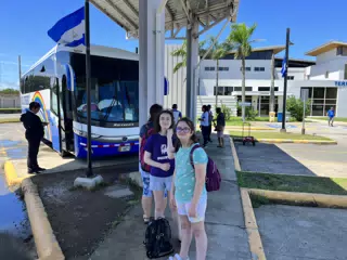 Liesl and Luciana at the Nicaraguan Border