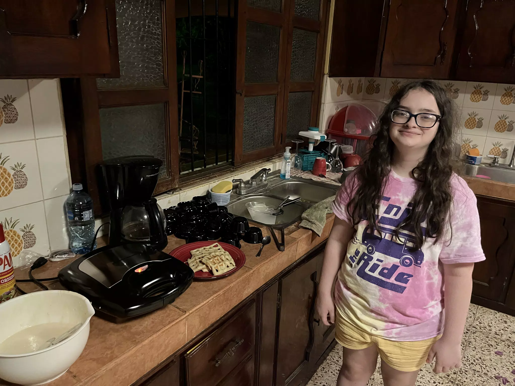 Luciana Making Waffles