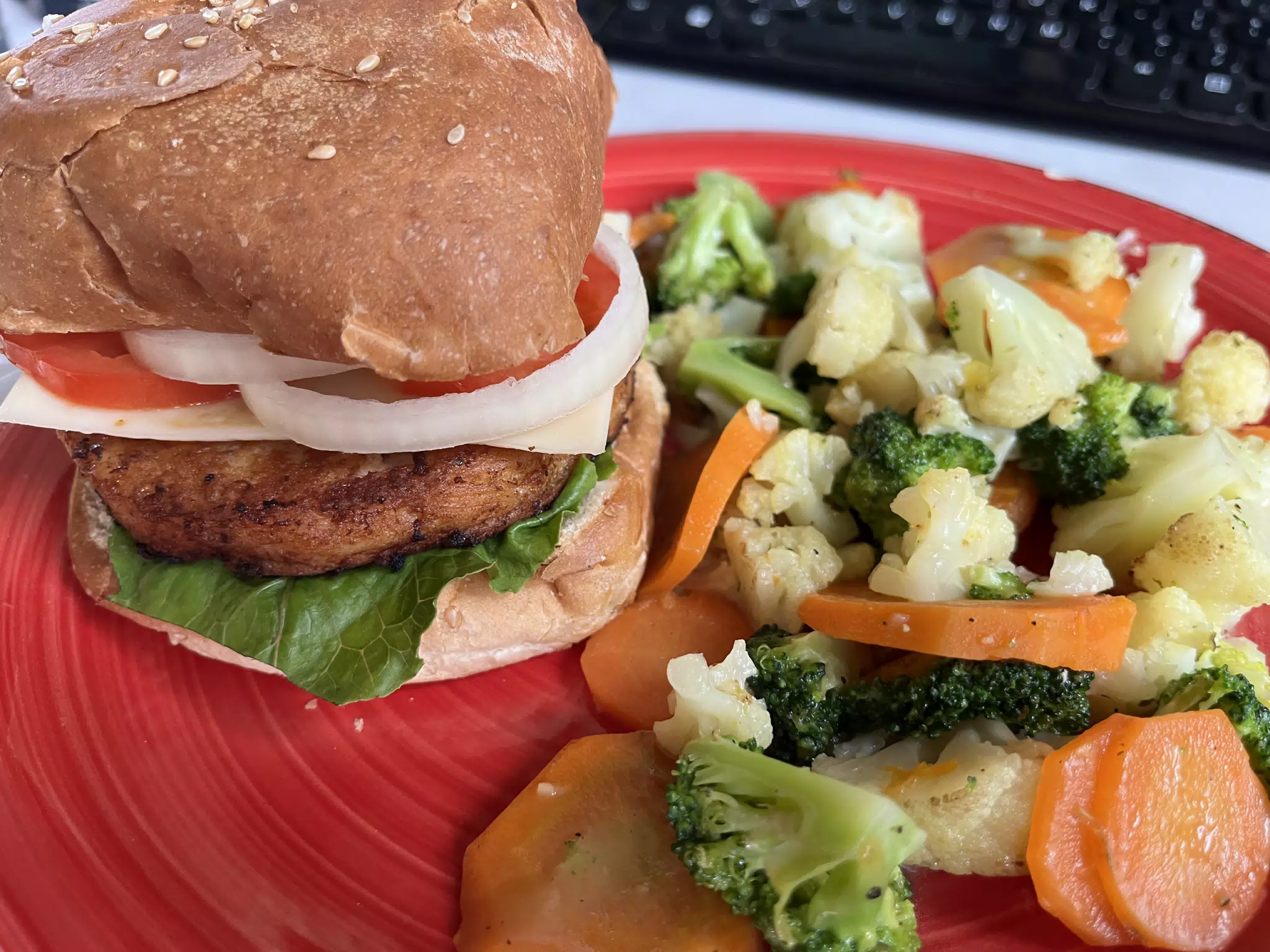 Salmon Burger & Grilled Veggies