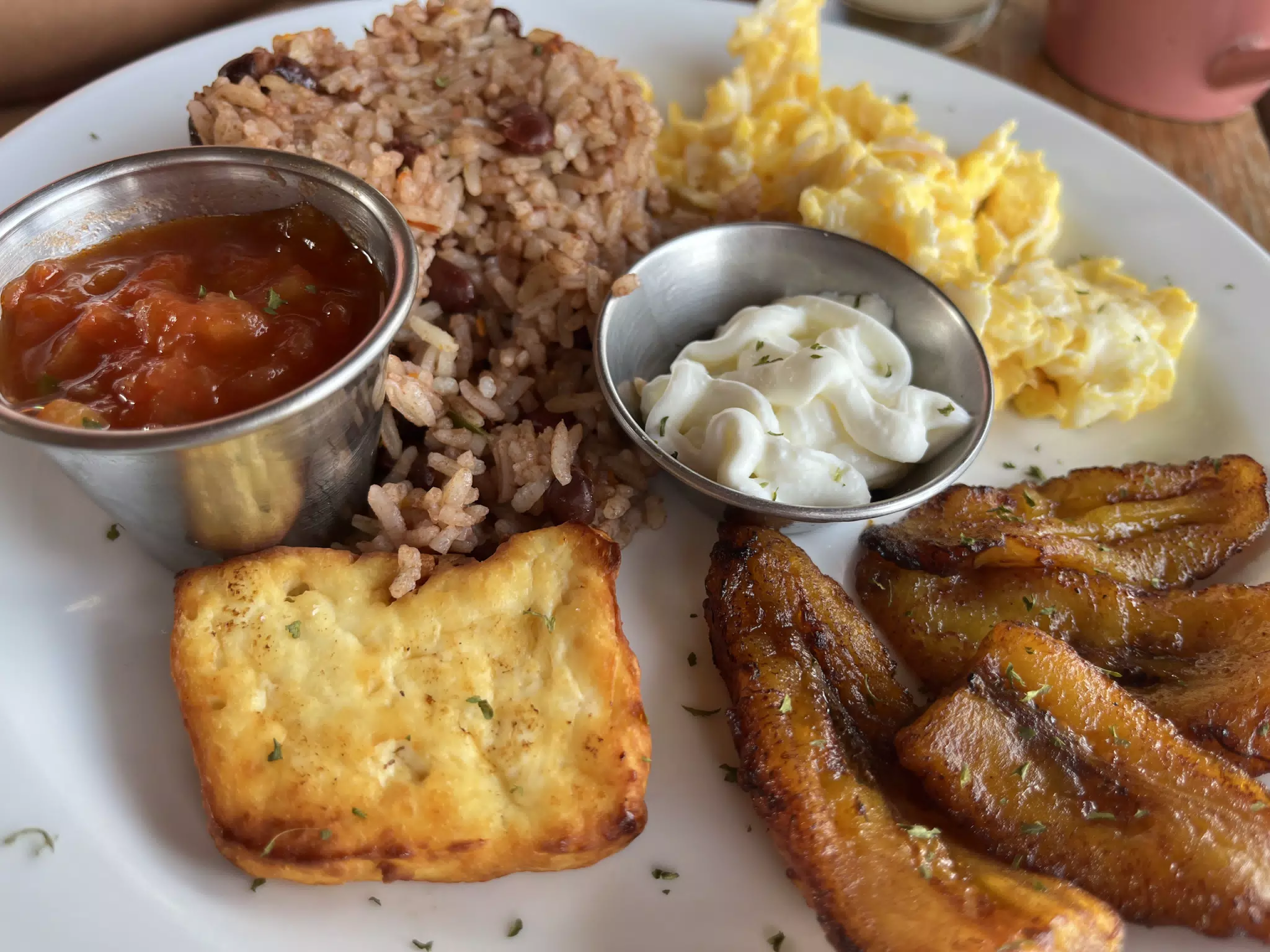 Typical Nicaragua Breakfast at the Simple Beach Lodge' Restaurant on the Playa