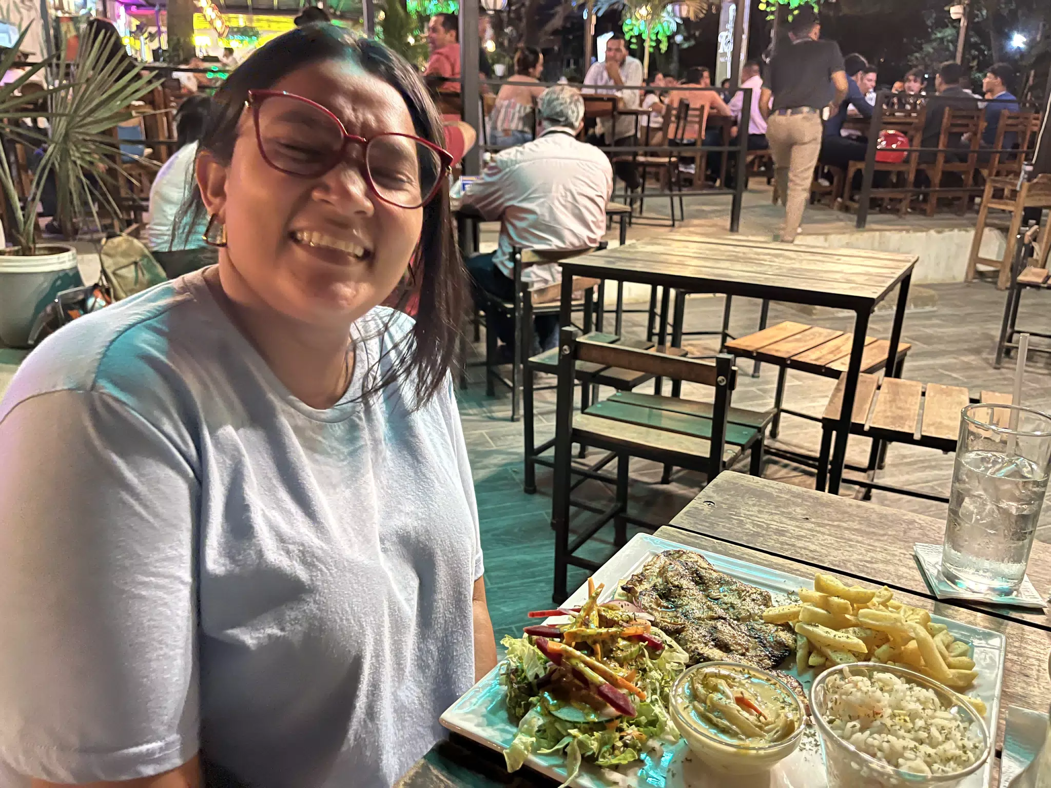 Marcela with Pollo de Jalapeno at En el Vivero Leon Nicaragua