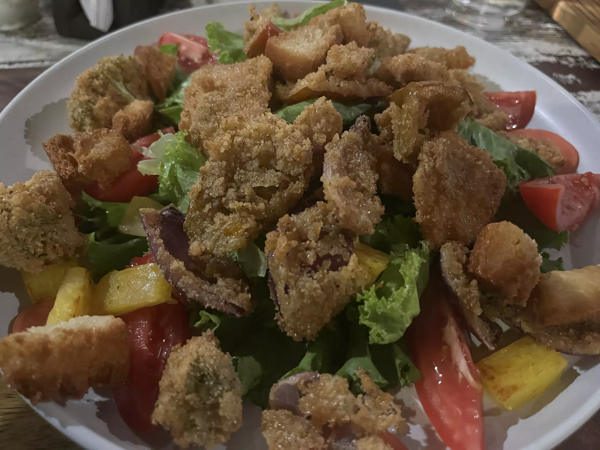 Fried Veggie Salad at Sua Leon Nicaragua