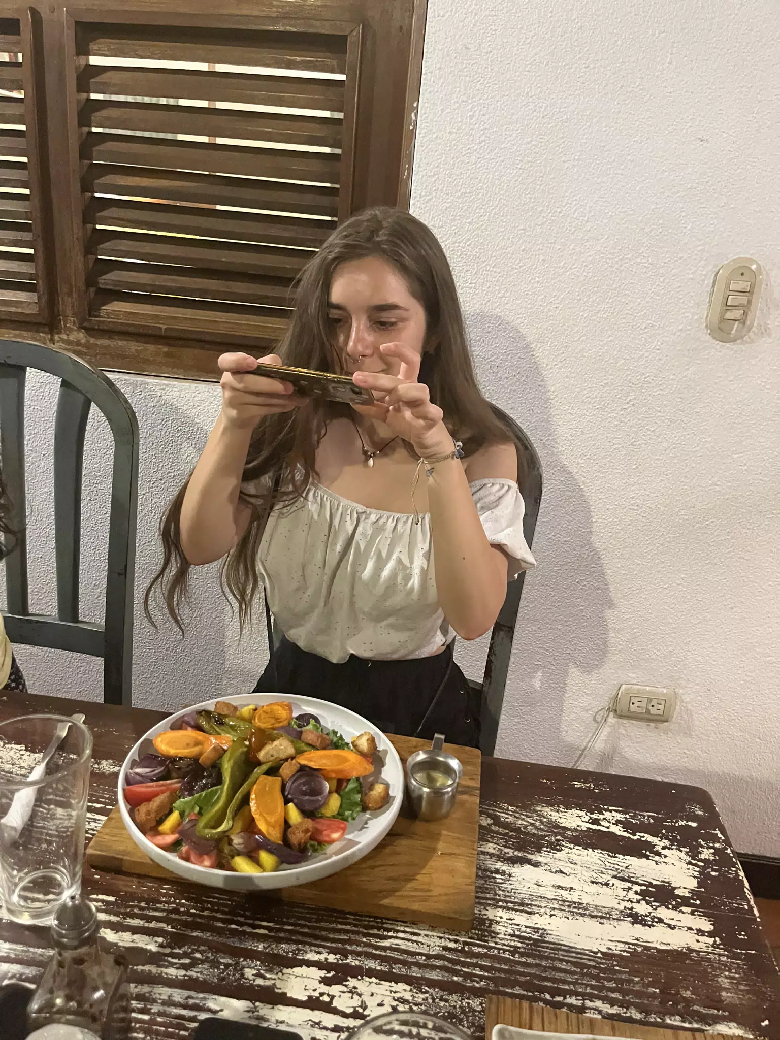 Camille Instagramming Her Salad at Sua Leon Nicaragua