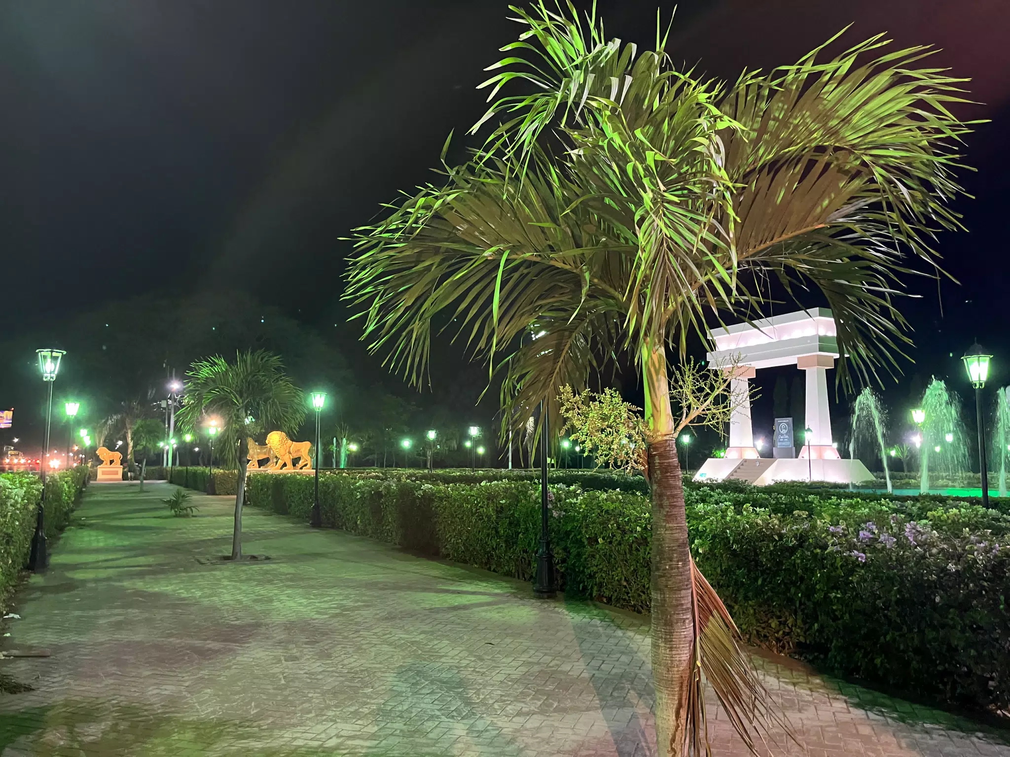 Parque Ruben Dario at Night in Leon, Nicaragua