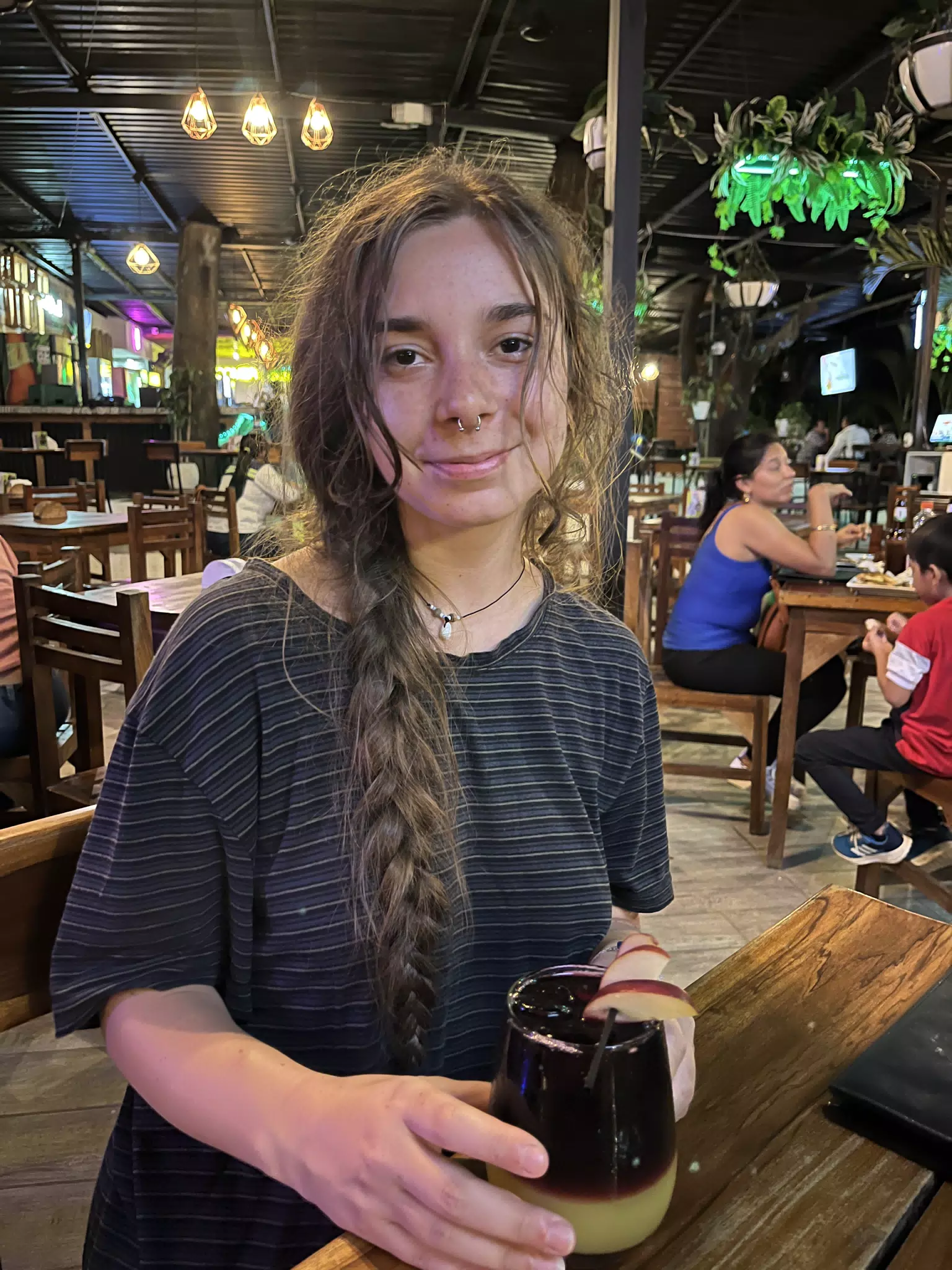 Camille with Sangria in En el Vivero, Leon, Nicaragua