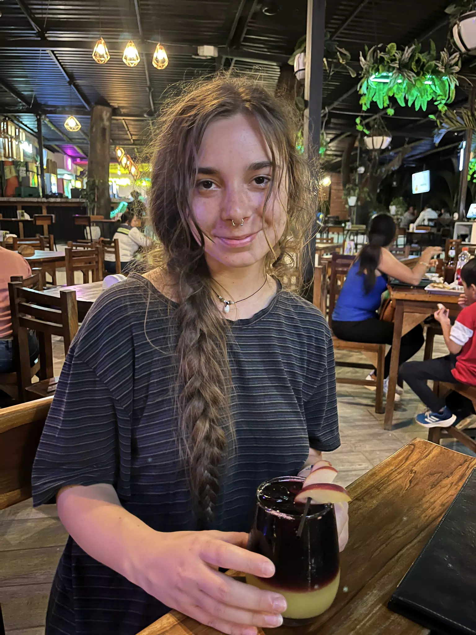Camille with Sangria at En el Vivero in Leon, Nicaragua