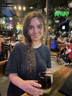 Camille with Sangria at En el Vivero in Leon, Nicaragua