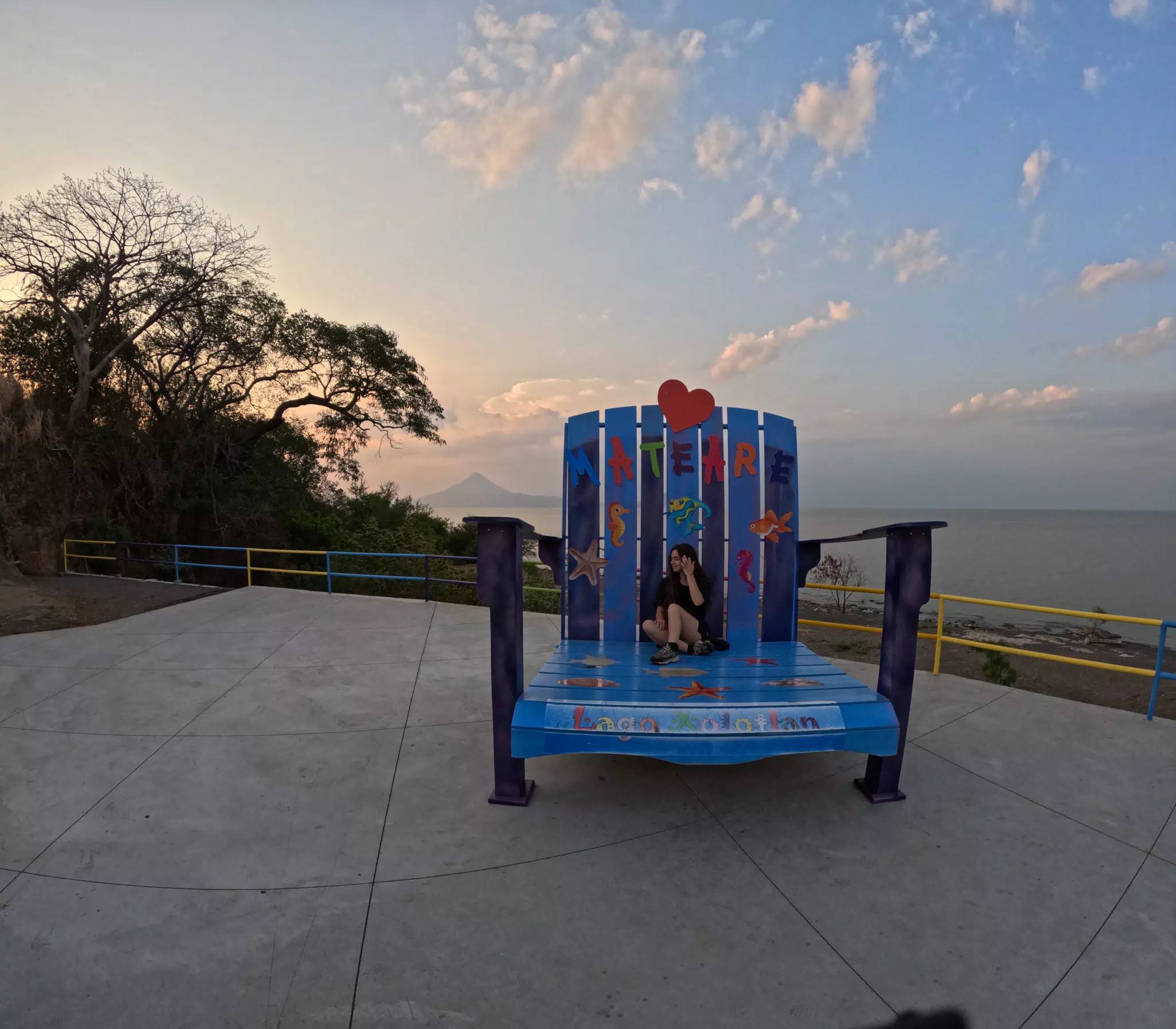 Camille on Giant Chair at Mirador Piedras Azules in Matearea Nicaragua