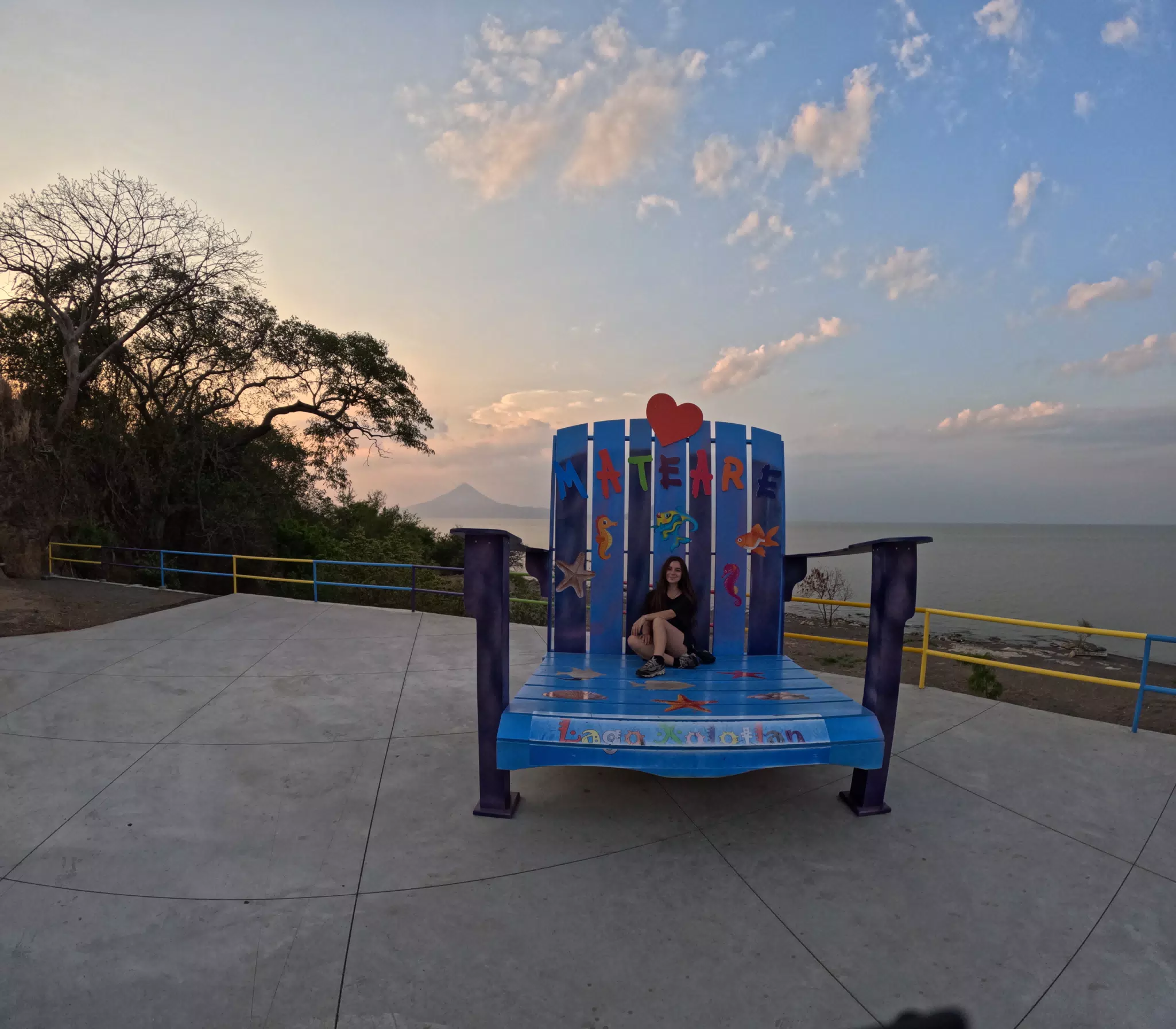 Camille on Giant Chair at Mirador Piedras Azules in Matearea Nicaragua