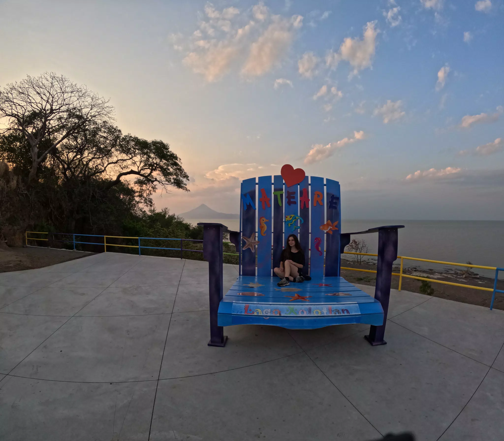 Camille on Giant Chair at Mirador Piedras Azules in Matearea Nicaragua