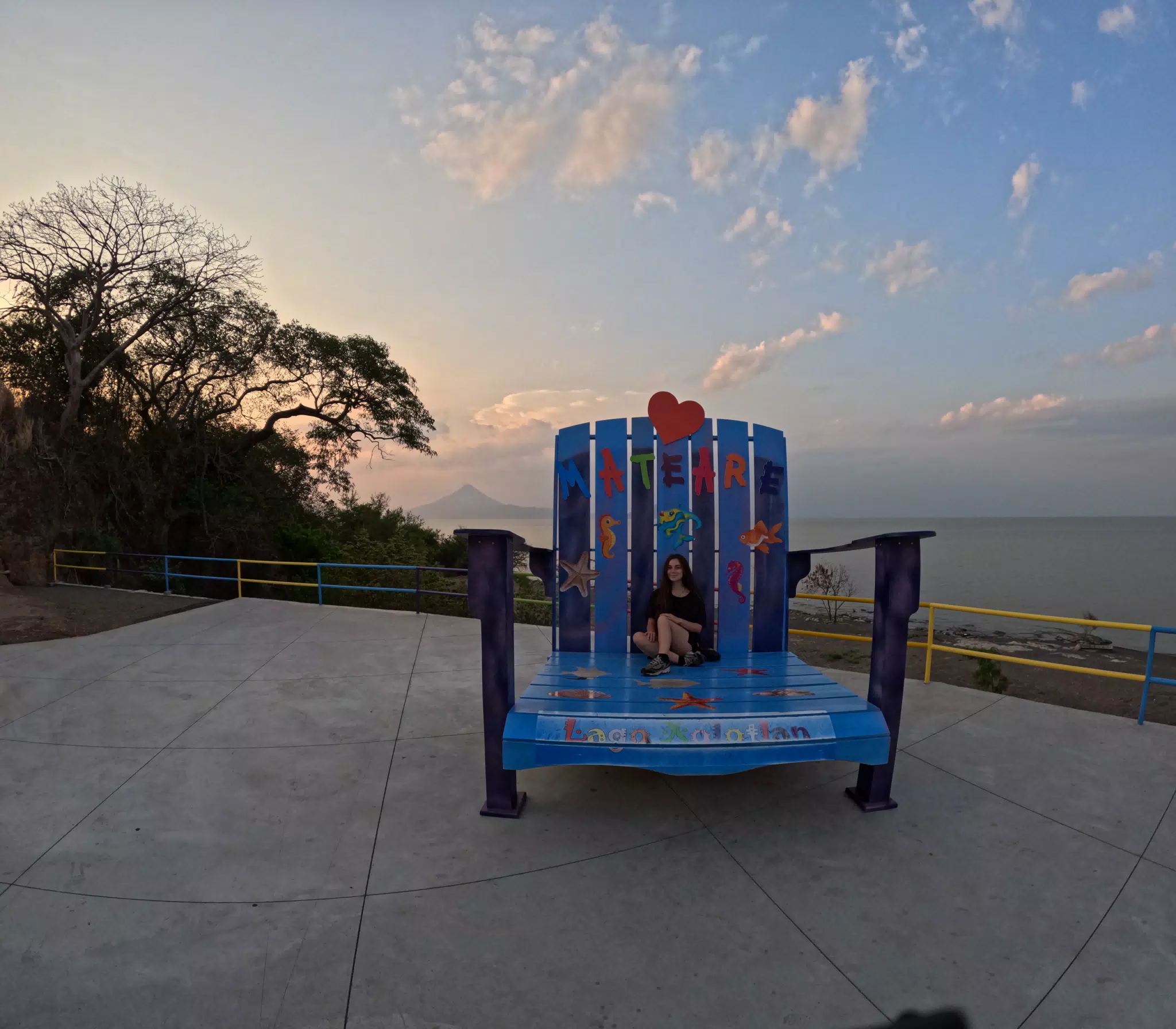 Camille on Giant Chair at Mirador Piedras Azules in Matearea Nicaragua