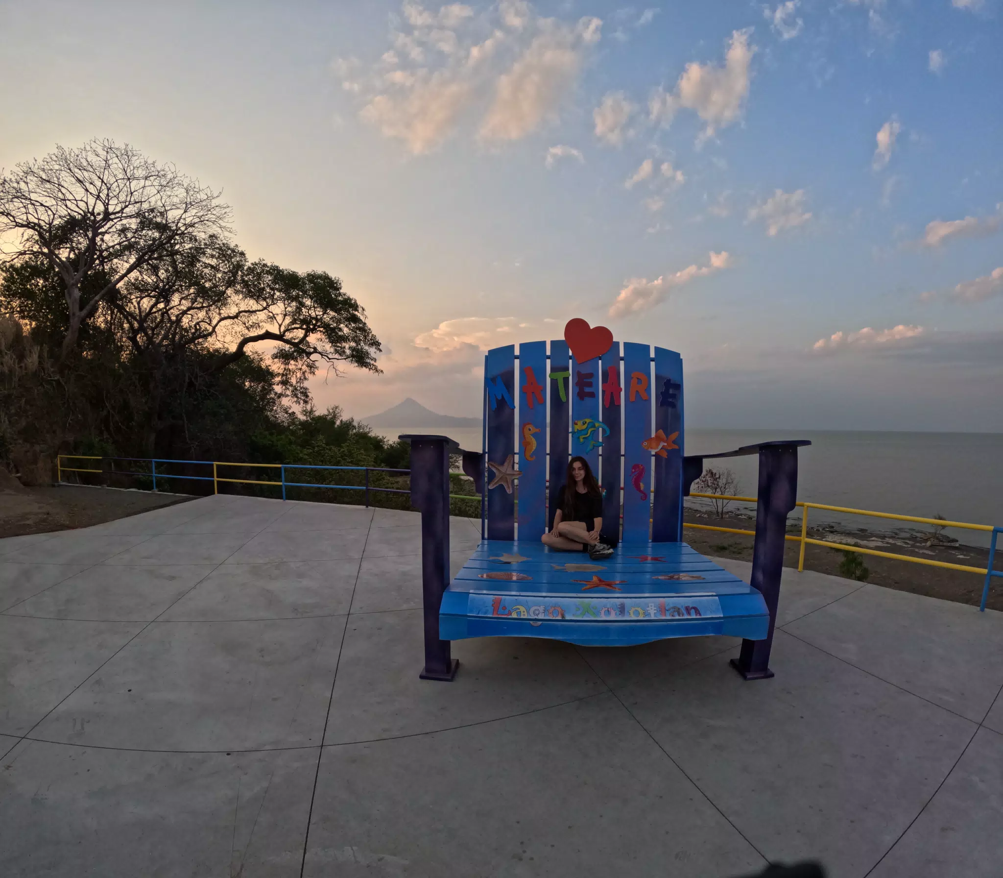 Camille on Giant Chair at Mirador Piedras Azules in Matearea Nicaragua