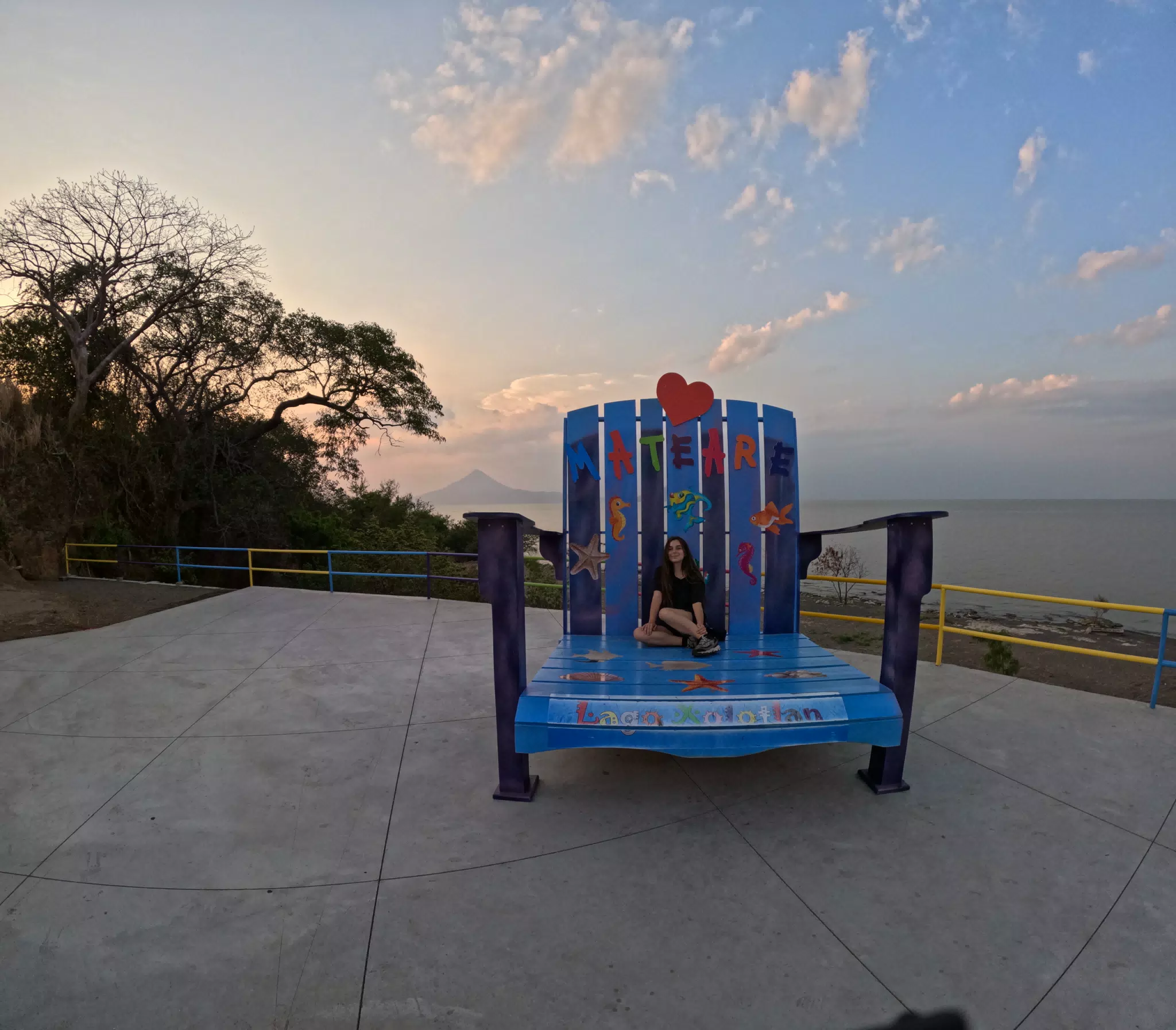 Camille on Giant Chair at Mirador Piedras Azules in Matearea Nicaragua