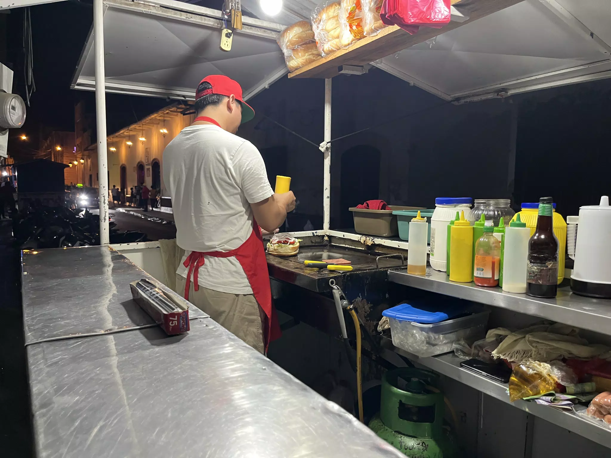 Making Hamburgers on the Street in León, Nicaragua