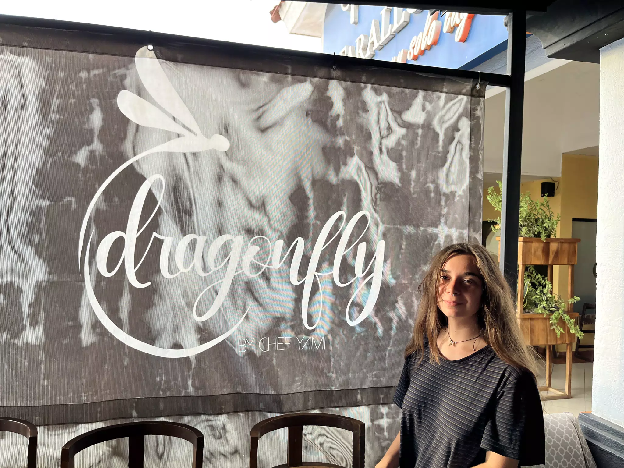 Camille Posing at Dragonfly by Chef Yami in Chinandega, Nicaragua