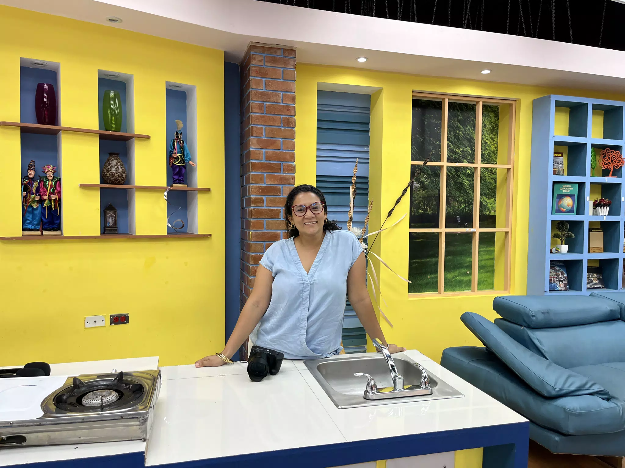 Marcela on Set Ready to Cook with Canal 6, Managua, Nicaragua