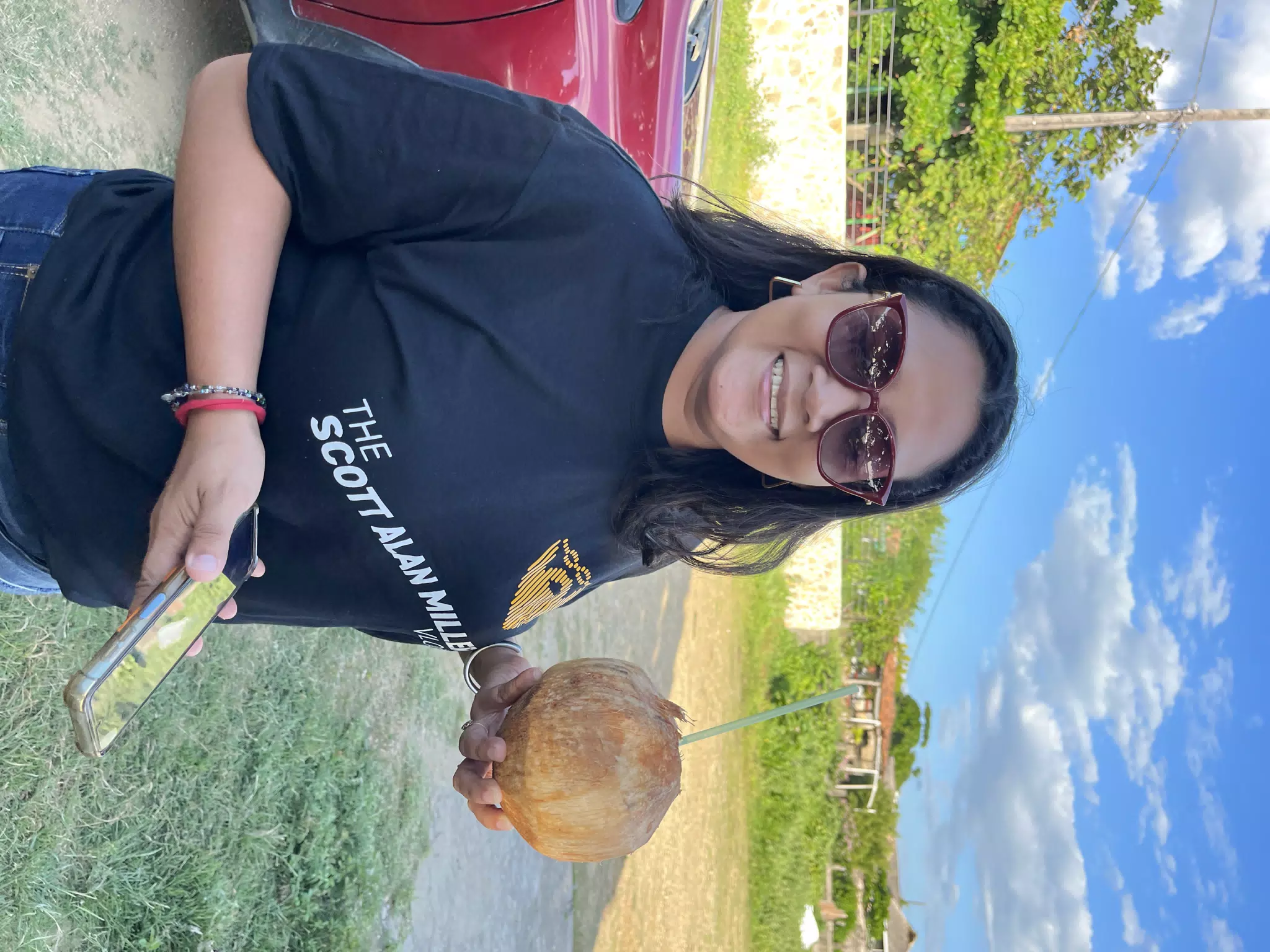 Marcela with Coconut on Miramar Beach, Nicaragua