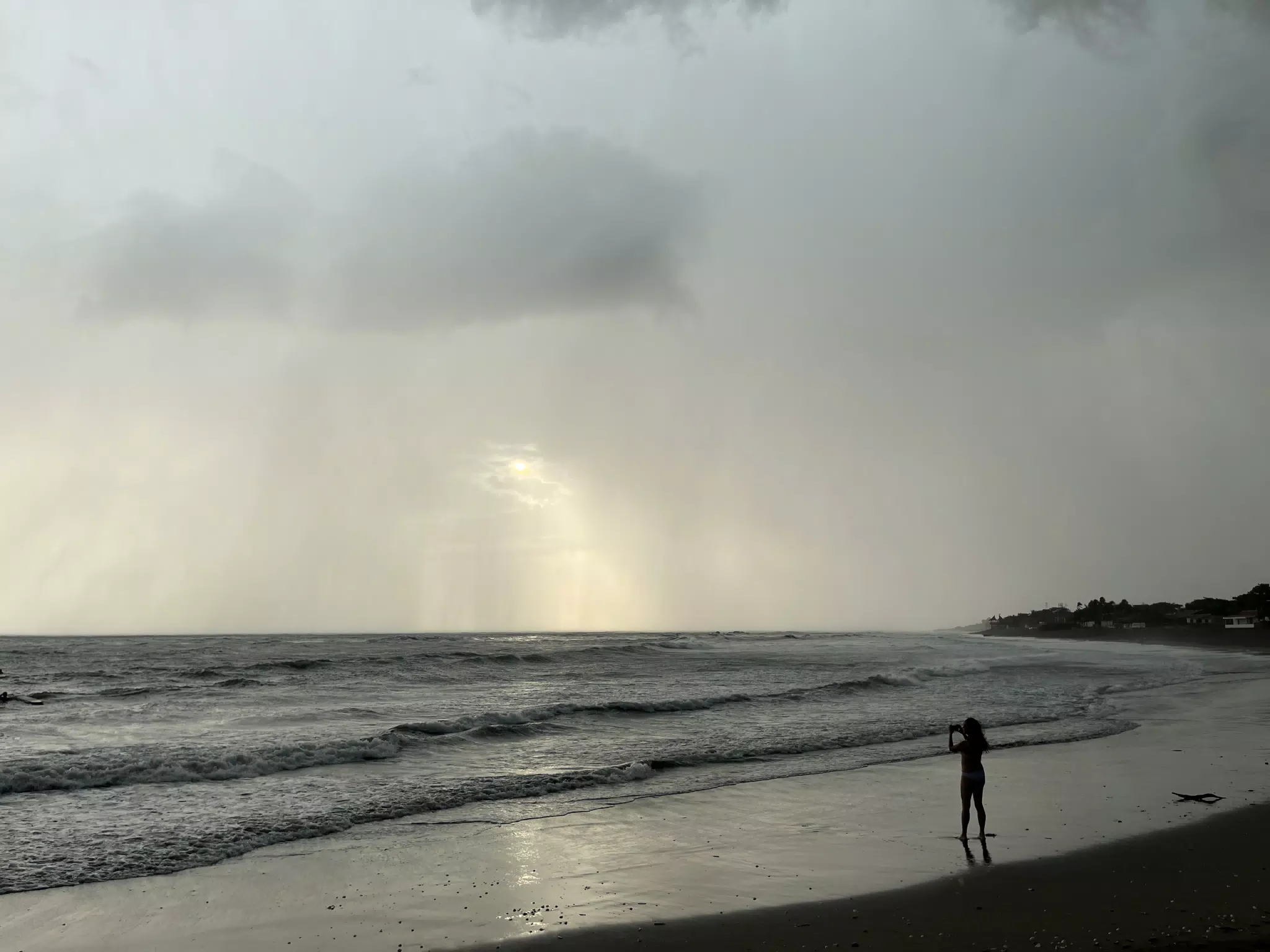Taking Photo on the Beach in the Storm