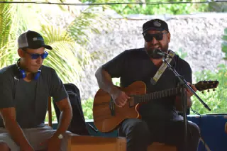 Big Rony Playing the Simple Beach Lodge, Las Peñitas, Nicaragua
