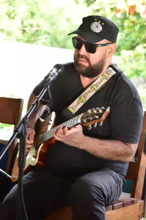 Big Rony Playing the Simple Beach Lodge, Las Peñitas, Nicaragua