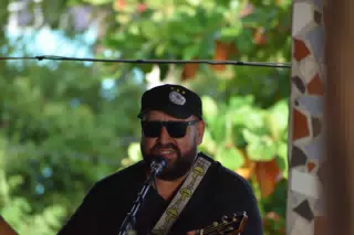 Big Rony Playing the Simple Beach Lodge, Las Peñitas, Nicaragua