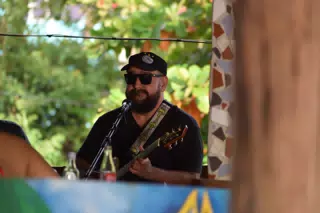 Big Rony Playing the Simple Beach Lodge, Las Peñitas, Nicaragua