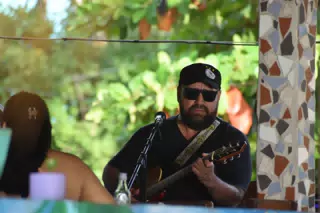 Big Rony Playing the Simple Beach Lodge, Las Peñitas, Nicaragua