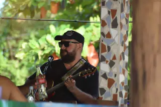 Big Rony Playing the Simple Beach Lodge, Las Peñitas, Nicaragua