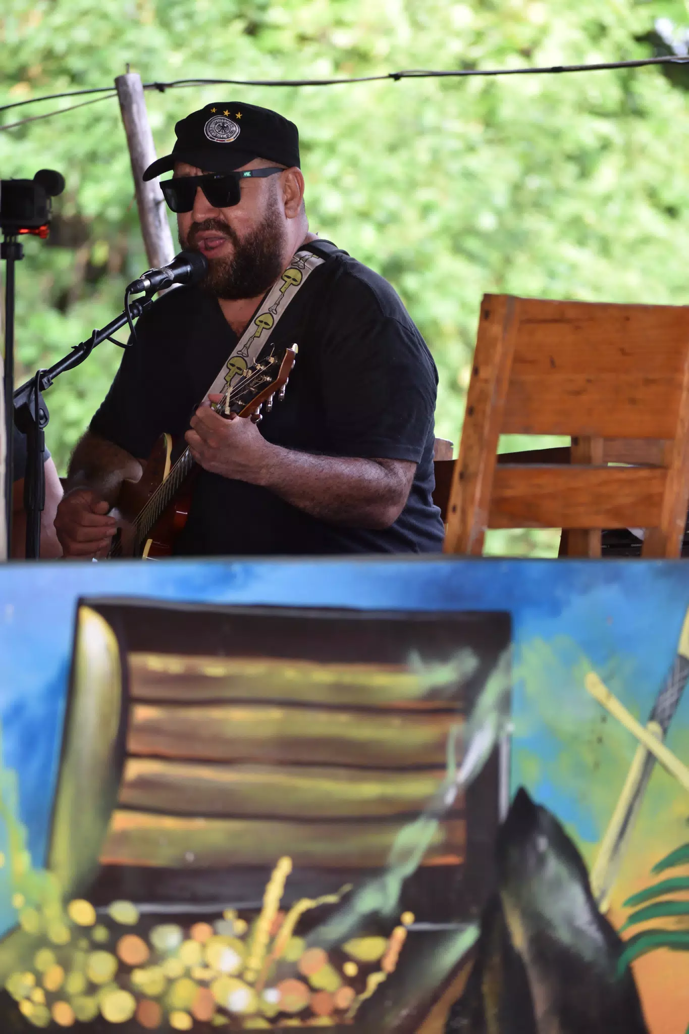 Big Rony Playing the Simple Beach Lodge, Las Peñitas, Nicaragua