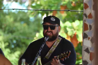 Big Rony Playing the Simple Beach Lodge, Las Peñitas, Nicaragua