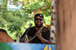 Big Rony Playing the Simple Beach Lodge, Las Peñitas, Nicaragua