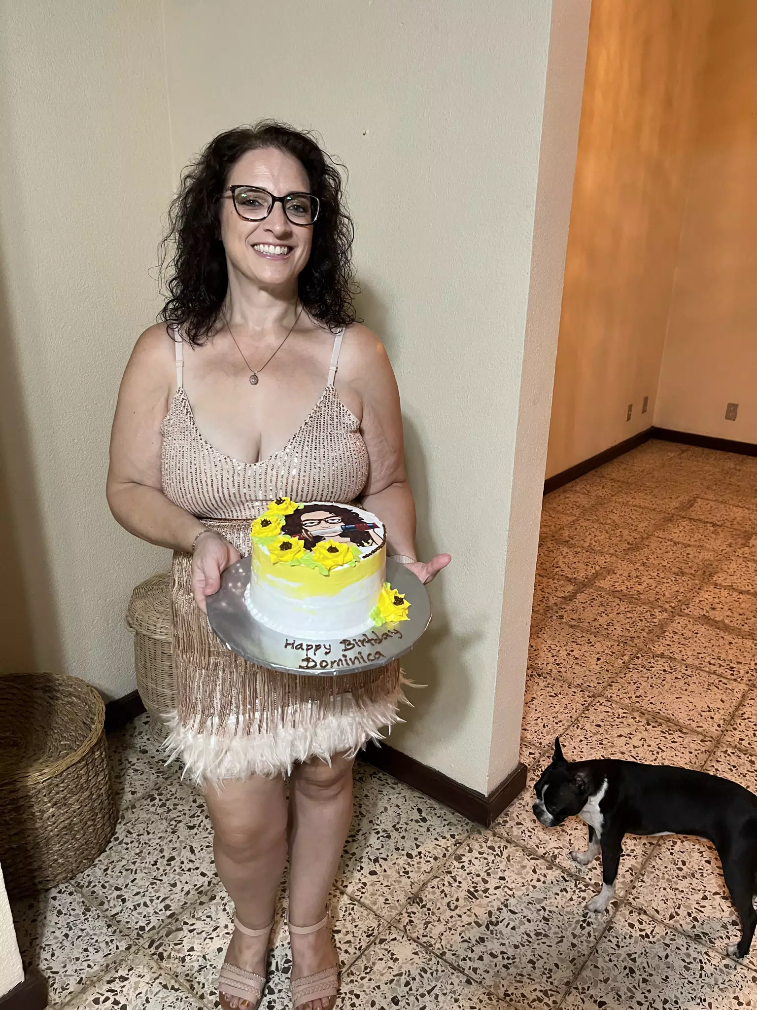 Dominica with Her Birthday Meme Cake