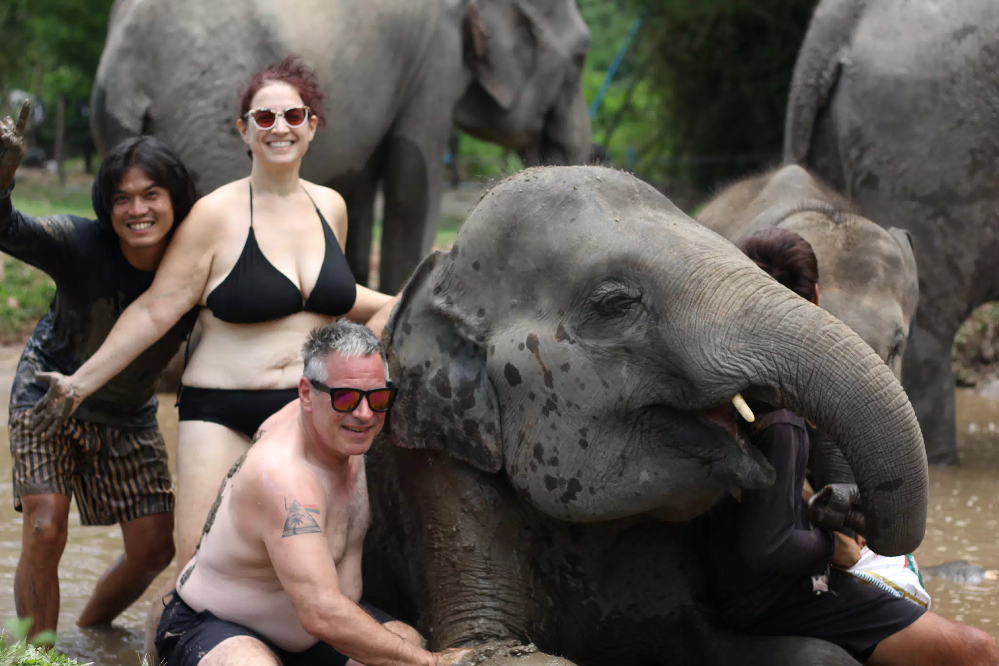 Dominica and Paul with Elephant