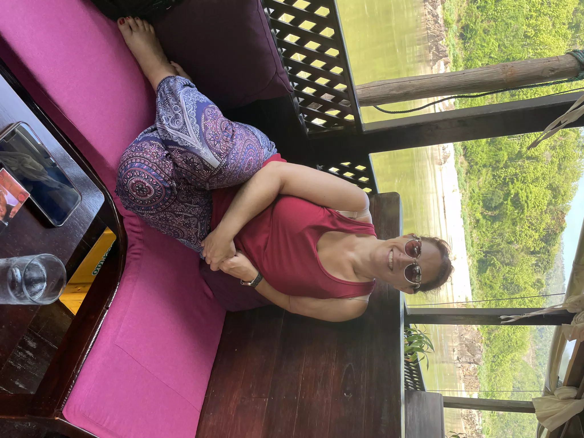 Dominica on River Boat in Laos