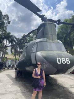 Dominica with Helicopter at Museum in Vietnam