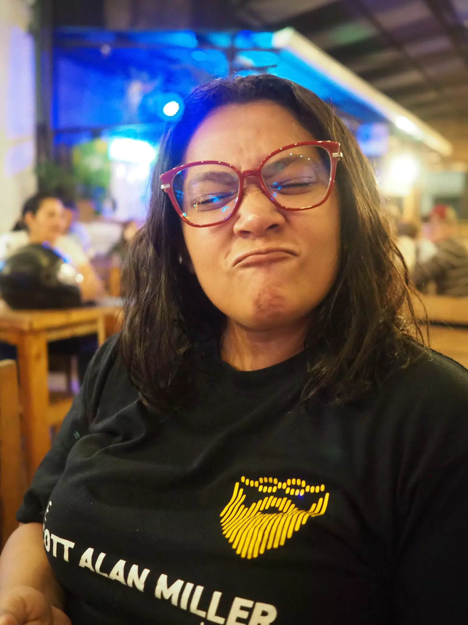 Marcela Making a Face at Food Rock Ave, Leon, Nicaragua